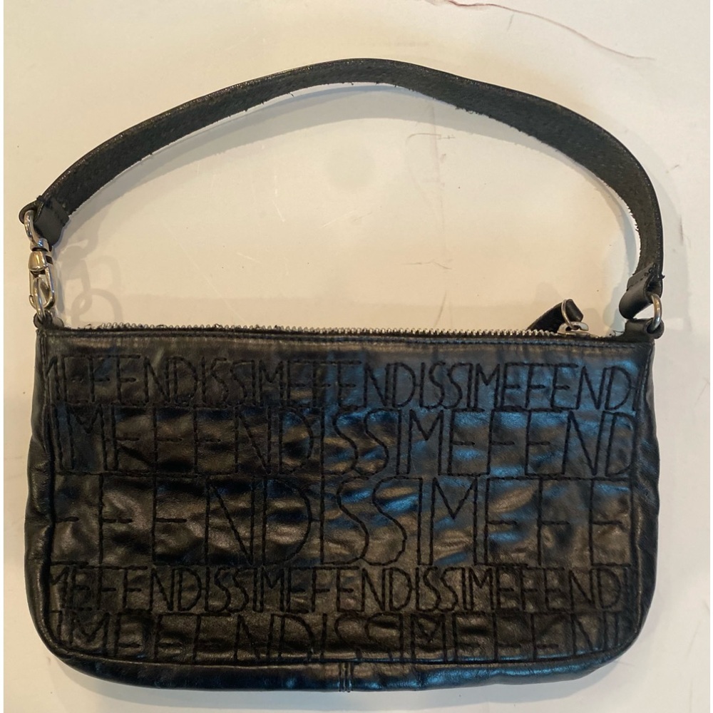 Fendissime small logo black leather purse Shoulder hand bag